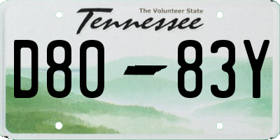TN license plate D8083Y