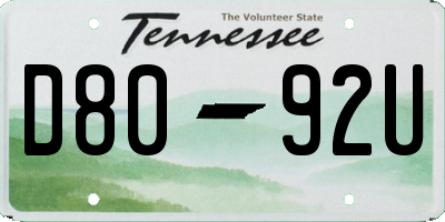 TN license plate D8092U