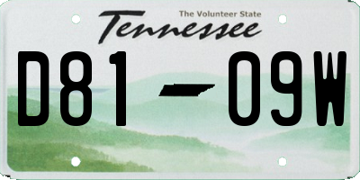 TN license plate D8109W