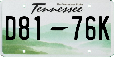 TN license plate D8176K