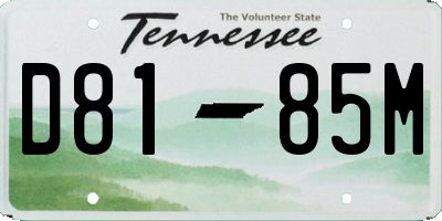 TN license plate D8185M