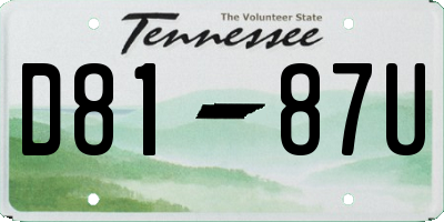 TN license plate D8187U