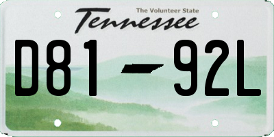 TN license plate D8192L