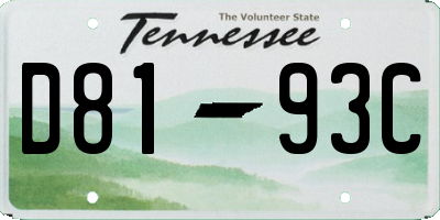 TN license plate D8193C