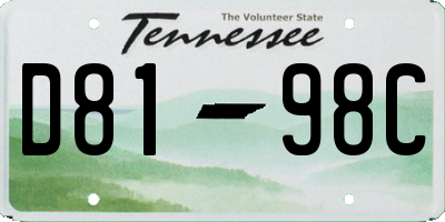 TN license plate D8198C