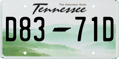TN license plate D8371D