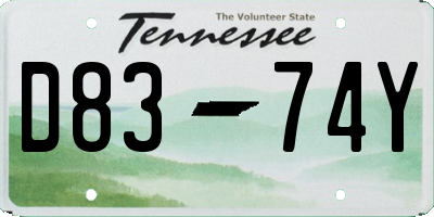 TN license plate D8374Y