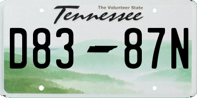 TN license plate D8387N