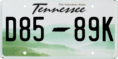 TN license plate D8589K