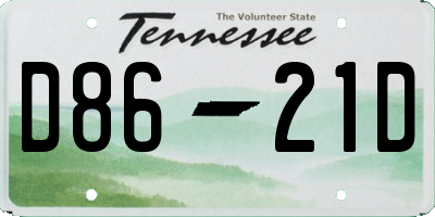 TN license plate D8621D
