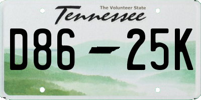 TN license plate D8625K