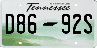 TN license plate D8692S