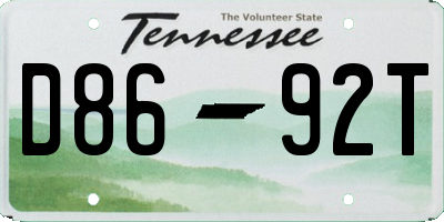 TN license plate D8692T