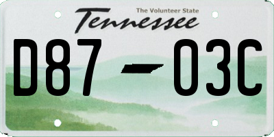 TN license plate D8703C