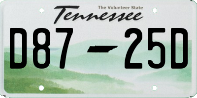 TN license plate D8725D