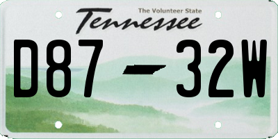 TN license plate D8732W