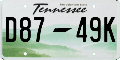 TN license plate D8749K
