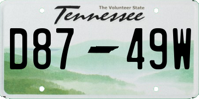 TN license plate D8749W