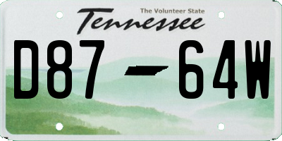 TN license plate D8764W
