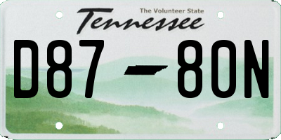 TN license plate D8780N