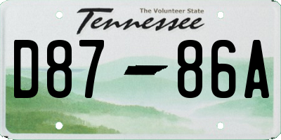 TN license plate D8786A