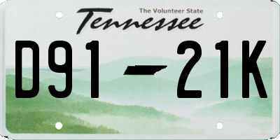 TN license plate D9121K