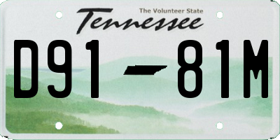 TN license plate D9181M