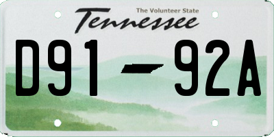 TN license plate D9192A