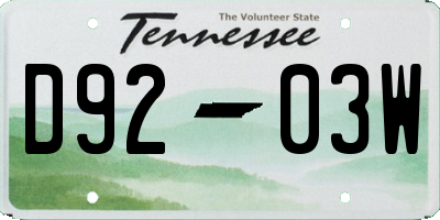 TN license plate D9203W