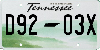 TN license plate D9203X