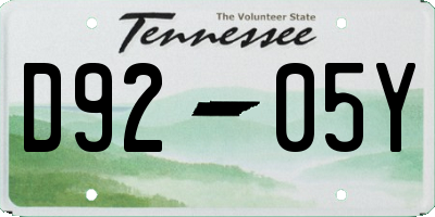 TN license plate D9205Y