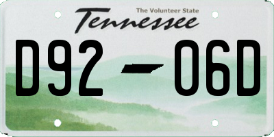 TN license plate D9206D