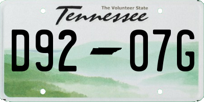 TN license plate D9207G