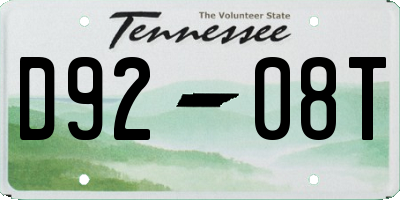 TN license plate D9208T