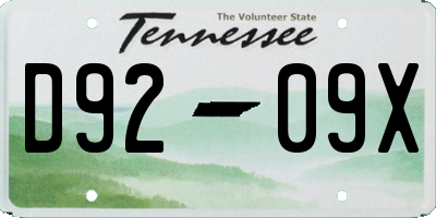 TN license plate D9209X