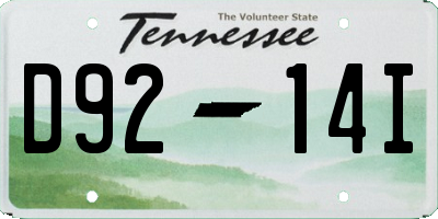 TN license plate D9214I