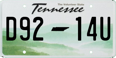 TN license plate D9214U