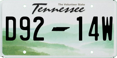 TN license plate D9214W