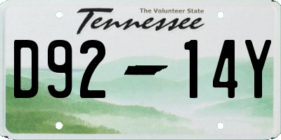 TN license plate D9214Y