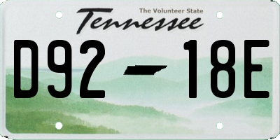 TN license plate D9218E