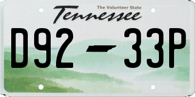 TN license plate D9233P
