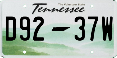 TN license plate D9237W