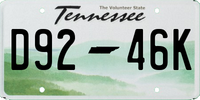 TN license plate D9246K