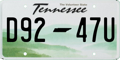TN license plate D9247U