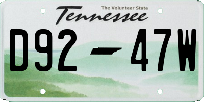 TN license plate D9247W