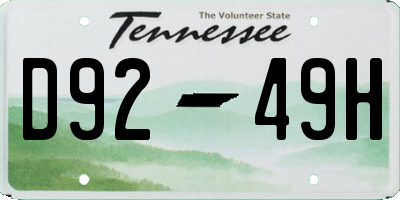 TN license plate D9249H