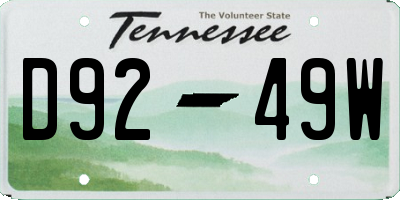 TN license plate D9249W