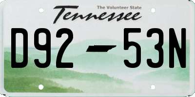 TN license plate D9253N