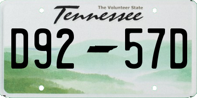 TN license plate D9257D