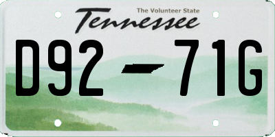 TN license plate D9271G